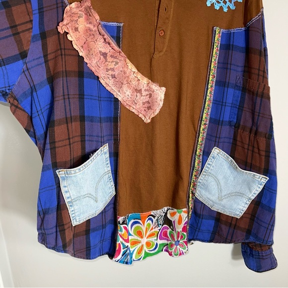 Handmade Upcycled Art To Wear Top Tunic-Patchwork-Boho-One Size - Picture 5 of 8